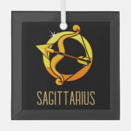 Braunes und goldenes Sagittarius-Zodiakzeichen sch Ornament Aus Glas