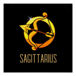 Braunes und goldenes Sagittarius-Zodiakzeichen sch Poster