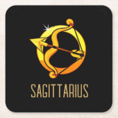 Braunes und goldenes Sagittarius-Zodiakzeichen sch Rechteckiger Pappuntersetzer (Vorderseite)