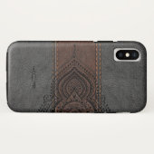 Braunes und graues Leder mit schwarzem Spitzen-Akz Case-Mate iPhone Hülle (Rückseite (Horizontal))