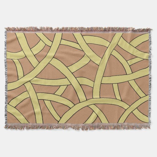 Braunes und grünes Handgezeichnetes Fantasy-Muster Decke (Vorderseite)