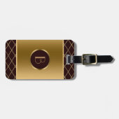 Braunes und metallisches goldenes geometrisches De Gepäckanhänger (Vorderseite horizontal)