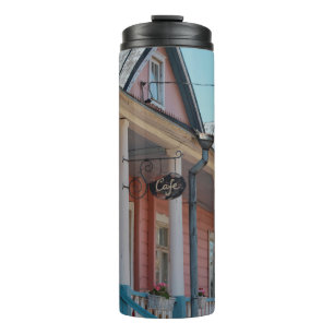 BRAUNES UND ROSA HOLZHAUS THERMOSBECHER