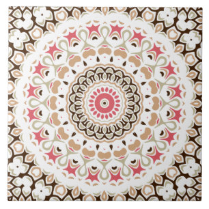 Braunes und Rosa Mandala-Muster Fliese