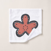 Braunes und rosa Muster und skandinavisches Muster Badhandtuch Set (Waschlappen)