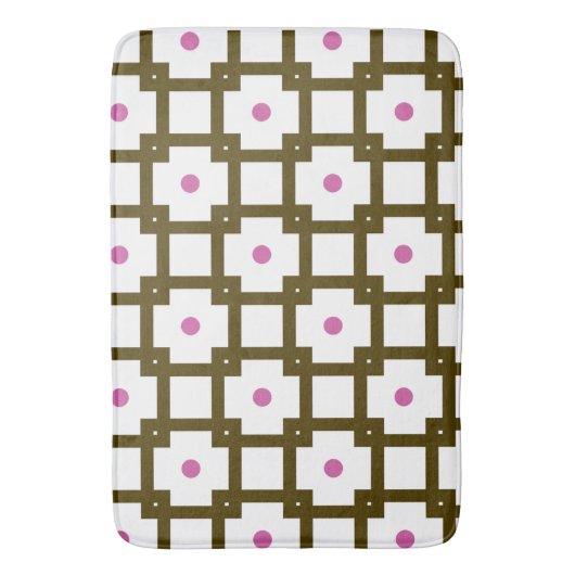 Braunes und rosa Schachbrett Badematte (Vorderseite Vertikal)