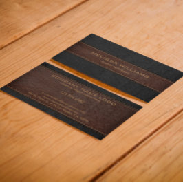 Braunes und schwarz geheftes Leder Textur Visitenkarte