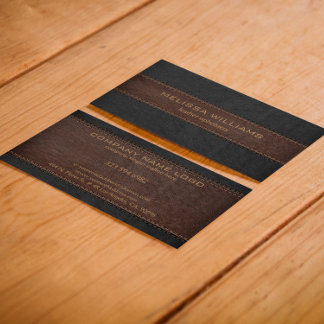Braunes und schwarz geheftes Leder Textur Visitenkarte