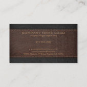 Braunes und schwarz geheftes Leder Textur Visitenkarte (Rückseite)
