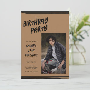 Braunes und Schwarzes (beliebig farbiges) Foto Mod Einladung