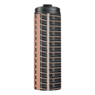 Braunes und schwarzes Gebäude Thermosbecher
