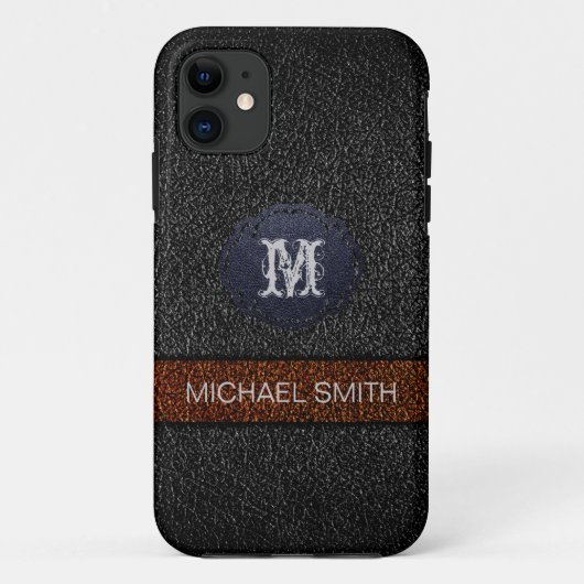 Braunes und schwarzes Leder Case-Mate iPhone Hülle (Rückseite)