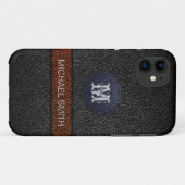 Braunes und schwarzes Leder Case-Mate iPhone Hülle (Rückseite (Horizontal))