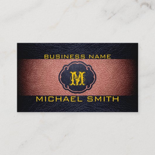 Braunes und schwarzes Leder Visitenkarte (Vorderseite)