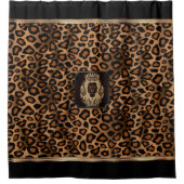 Braunes und schwarzes Leopardenmuster mit Löwenkop Duschvorhang (Vorderseite)
