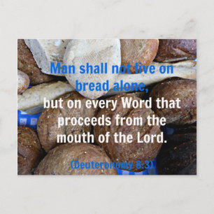Braunes und weißes Brot mit Deuteronomy Bible Vers Postkarte
