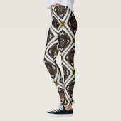 Braunes und weißes geometrisches Muster Leggings (Links)