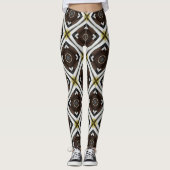 Braunes und weißes geometrisches Muster Leggings (Vorderseite)