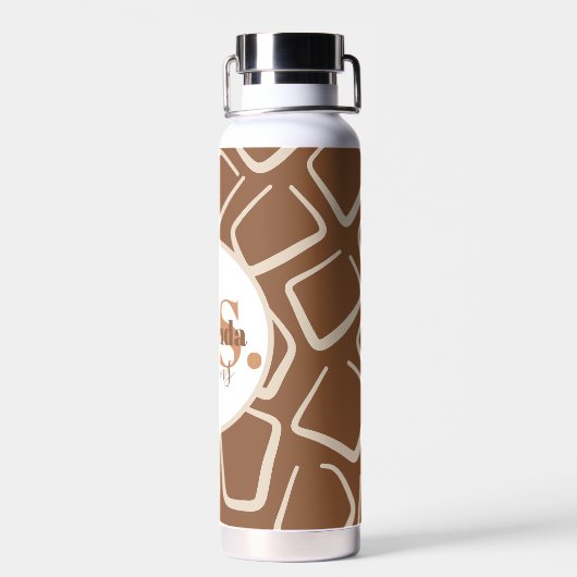Braunes und weißes geometrisches Muster Modernes M Trinkflasche (Rückseite)