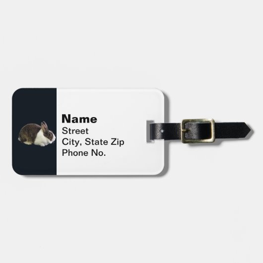 Braunes und weißes holländisches Rabbit Gepäckanhänger (Vorderseite horizontal)