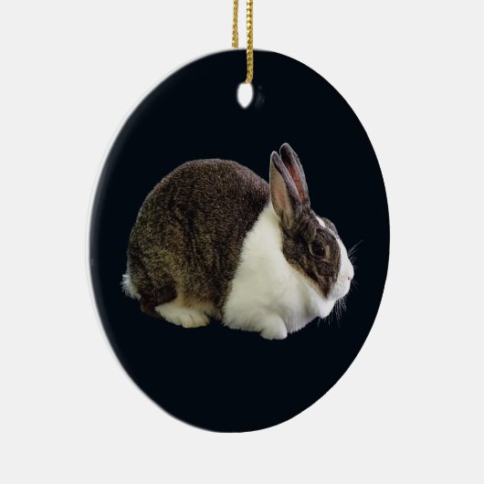 Braunes und weißes holländisches Rabbit Keramik Ornament (Rechts)