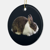 Braunes und weißes holländisches Rabbit Keramik Ornament (Links)
