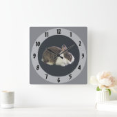 Braunes und weißes holländisches Rabbit Quadratische Wanduhr (Zuhause)