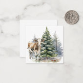 Braunes und weißes Kalb vor einem Kiefernbaum Mitteilungskarte (Vorderseite/Rückseite Beispiel)