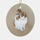 Braunes und weißes Rex-Kaninchen Keramik Ornament (Links)