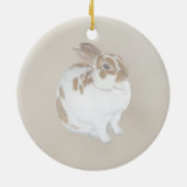 Braunes und weißes Rex-Kaninchen Keramik Ornament (Hinten)