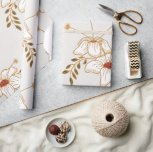Braunes Vintage-Blumen-Botanik-Geschenkpapier Geschenkpapier