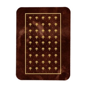 Braunes Vintage-Leder und Gold-Damaskus-Muster Magnet