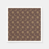Braunes vintage Mond-Ornamentmuster Serviette (Vorderseite)
