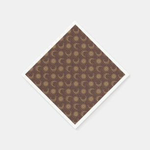 Braunes vintage Mond-Ornamentmuster Serviette