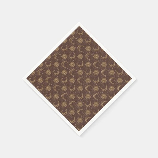 Braunes vintage Mond-Ornamentmuster Serviette (Ecke)
