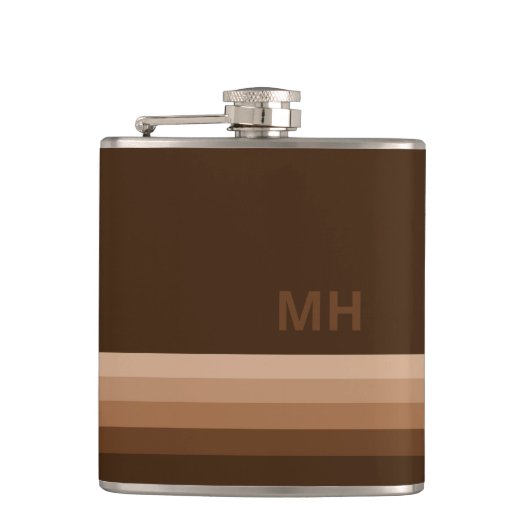 Braunes Vintage-Monogramm Flachmann (Vorderseite)