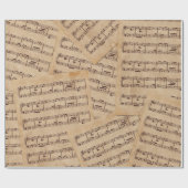 Braunes Vintage-Notenblatt Geschenkpapier (Flach)