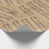 Braunes Vintage-Notenblatt Geschenkpapier (Ecke)