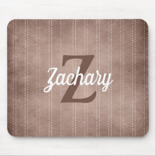 Braunes vintage Pinstripe Retro Monogramm Mousepad