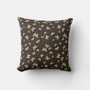 Braunes Vintage-Schmetterlingsmotiv-Muster Kissen