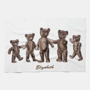 Braunes Vintage-Teddybären-Küchenhandtuch Handtuch