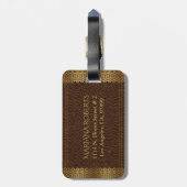 Braunes Vintages Ledergold Gepäckanhänger (Rückseite vertikal)