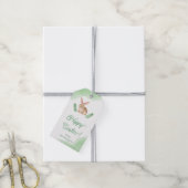 Braunes Wasserfarben-Häschen mit Grün Osterdekorat Geschenkanhänger (Mit Garn)