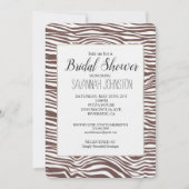 Braunes Zebra Print Stripes Brautparty Einladung (Vorderseite)