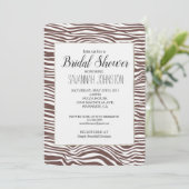 Braunes Zebra Print Stripes Brautparty Einladung (Stehend Vorderseite)