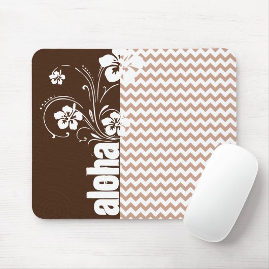 Braunes Zickzack Muster; Aloha Mousepad (Mit Mouse)