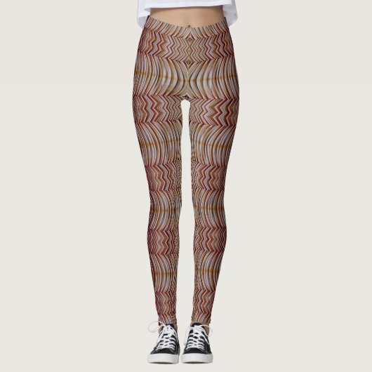 Braunes Zickzackmuster "Ratti_Creative_Arts" Leggings (Vorderseite)