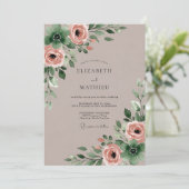 Braunexquisite Wasserfarben-Hochzeit Einladung (Stehend Vorderseite)