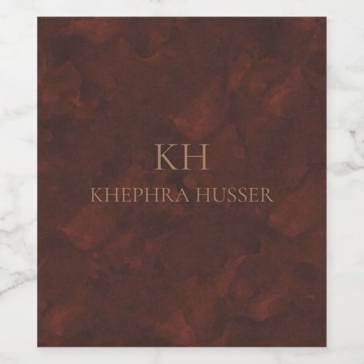 Braunfarben-Monogramm Weinetikett (Einzelnes Label)