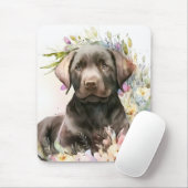Braunfarbener Labrador Retriever und Blume Mousepad (Mit Mouse)